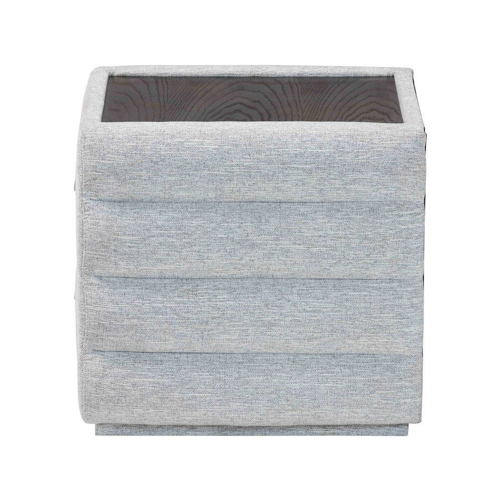 Cadmus Modern Light Grey Channel-Tufted Fabric 2-Drawer Nightstand