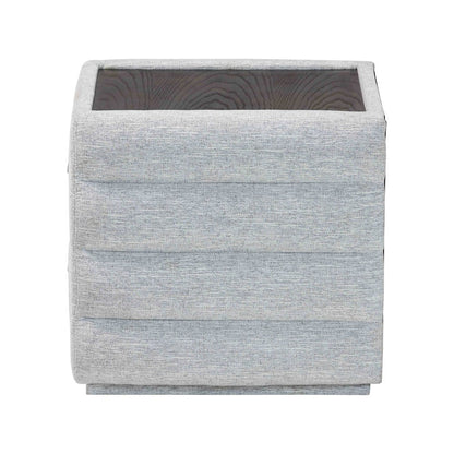 Cadmus Modern Light Grey Channel-Tufted Fabric 2-Drawer Nightstand