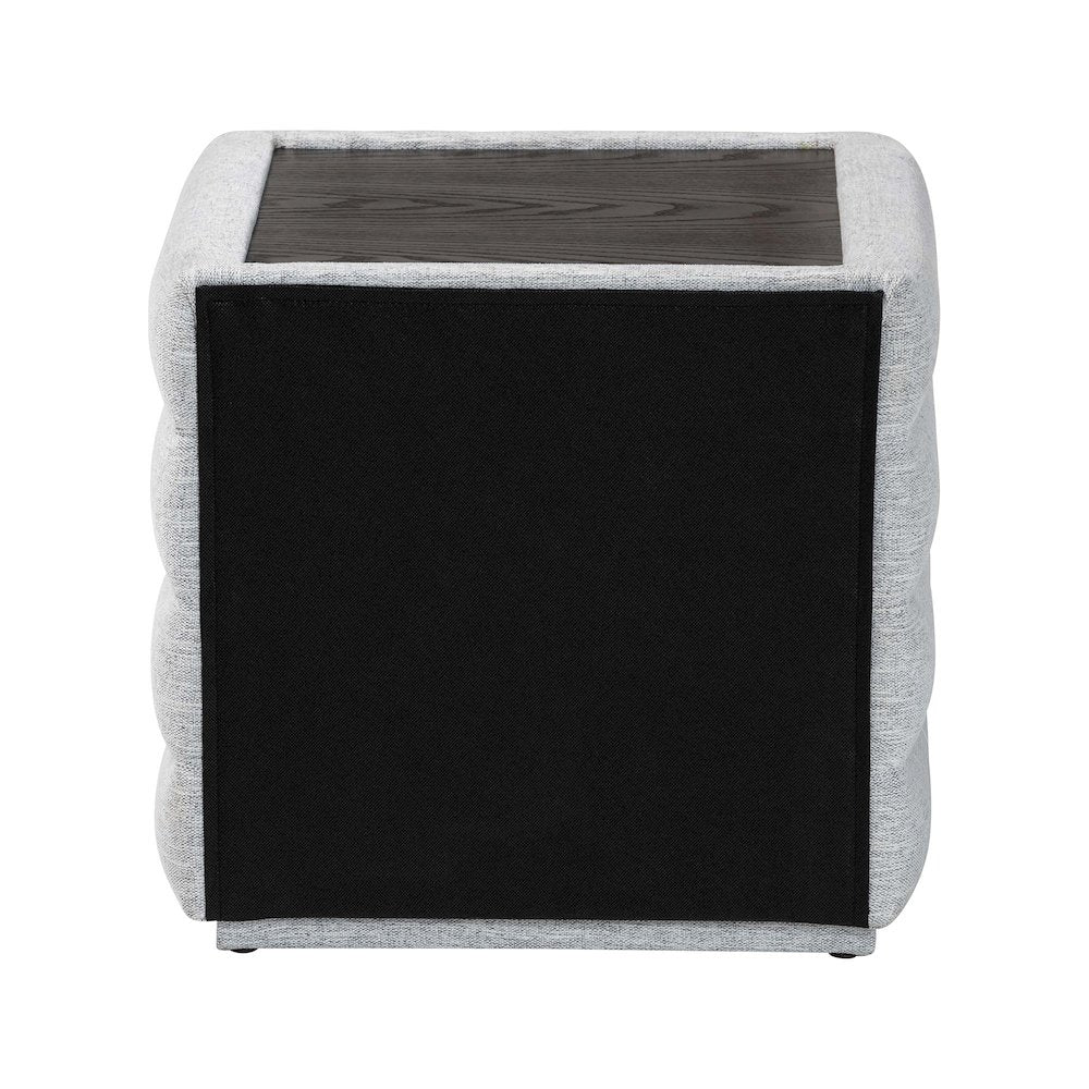Cadmus Modern Light Grey Channel-Tufted Fabric 2-Drawer Nightstand