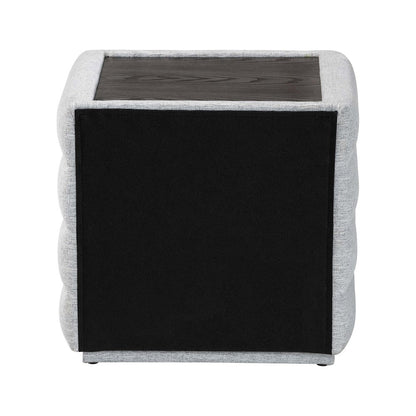 Cadmus Modern Light Grey Channel-Tufted Fabric 2-Drawer Nightstand
