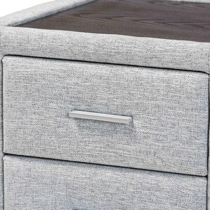 Cadmus Modern Light Grey Channel-Tufted Fabric 2-Drawer Nightstand
