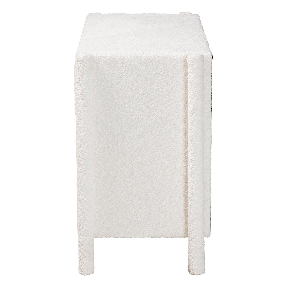 Laria Modern White Teddy-Bear Fabric 6-Drawer Dresser