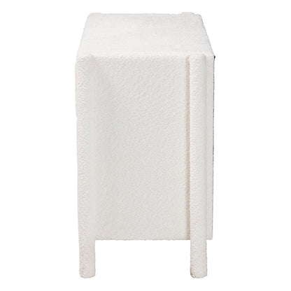 Laria Modern White Teddy-Bear Fabric 6-Drawer Dresser