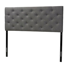 Grey Fabric Upholstered Button-Tufted Headboard with Hardwood Frame