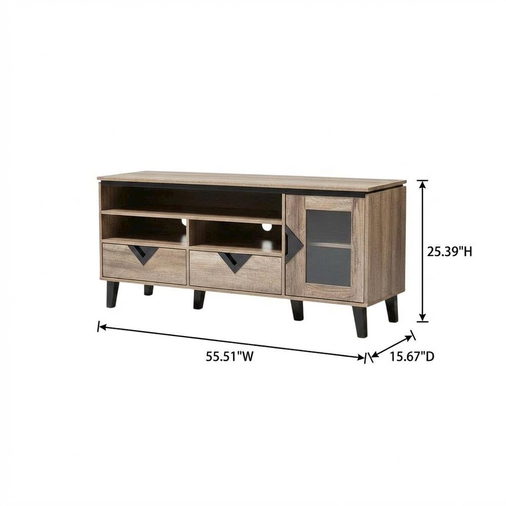 Light Brown Wood TV Stand with Contemporary Design and Storage Space