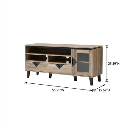 Light Brown Wood TV Stand with Contemporary Design and Storage Space