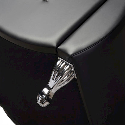 Contemporary Black Faux Leather Nightstand with Hardwood Base