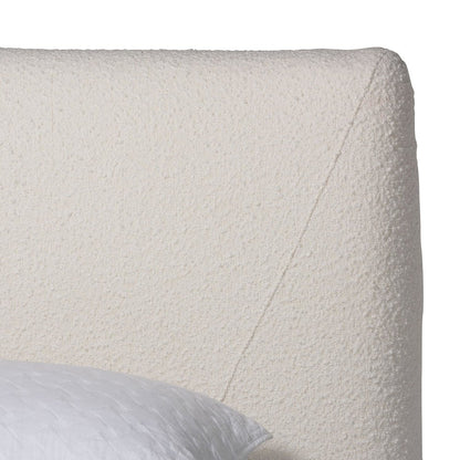 Vinicio Mid-Century Modern Cream Boucle Queen Platform Bed