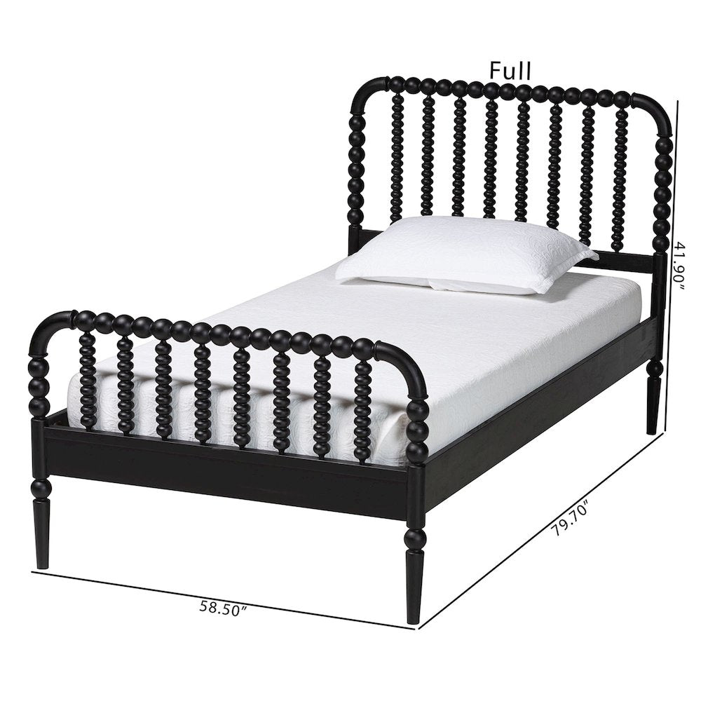 Lucera Mid-Century Black Twin Size Bobbin Bed