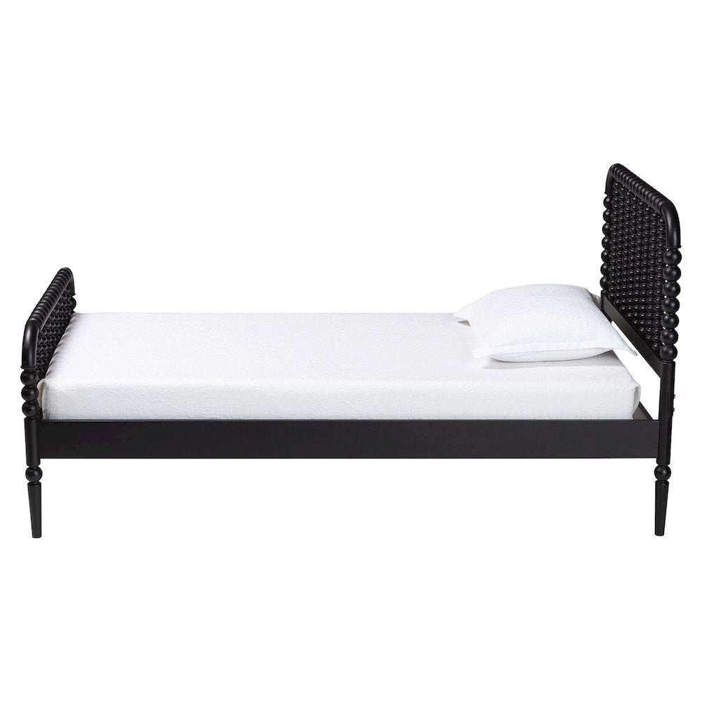Lucera Mid-Century Black Twin Size Bobbin Bed
