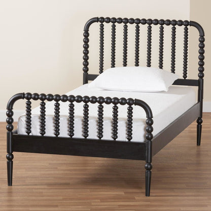 Lucera Mid-Century Black Twin Size Bobbin Bed