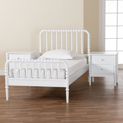 Lucera Mid-Century White Twin Size 3-Piece Bobbin Bedroom Set