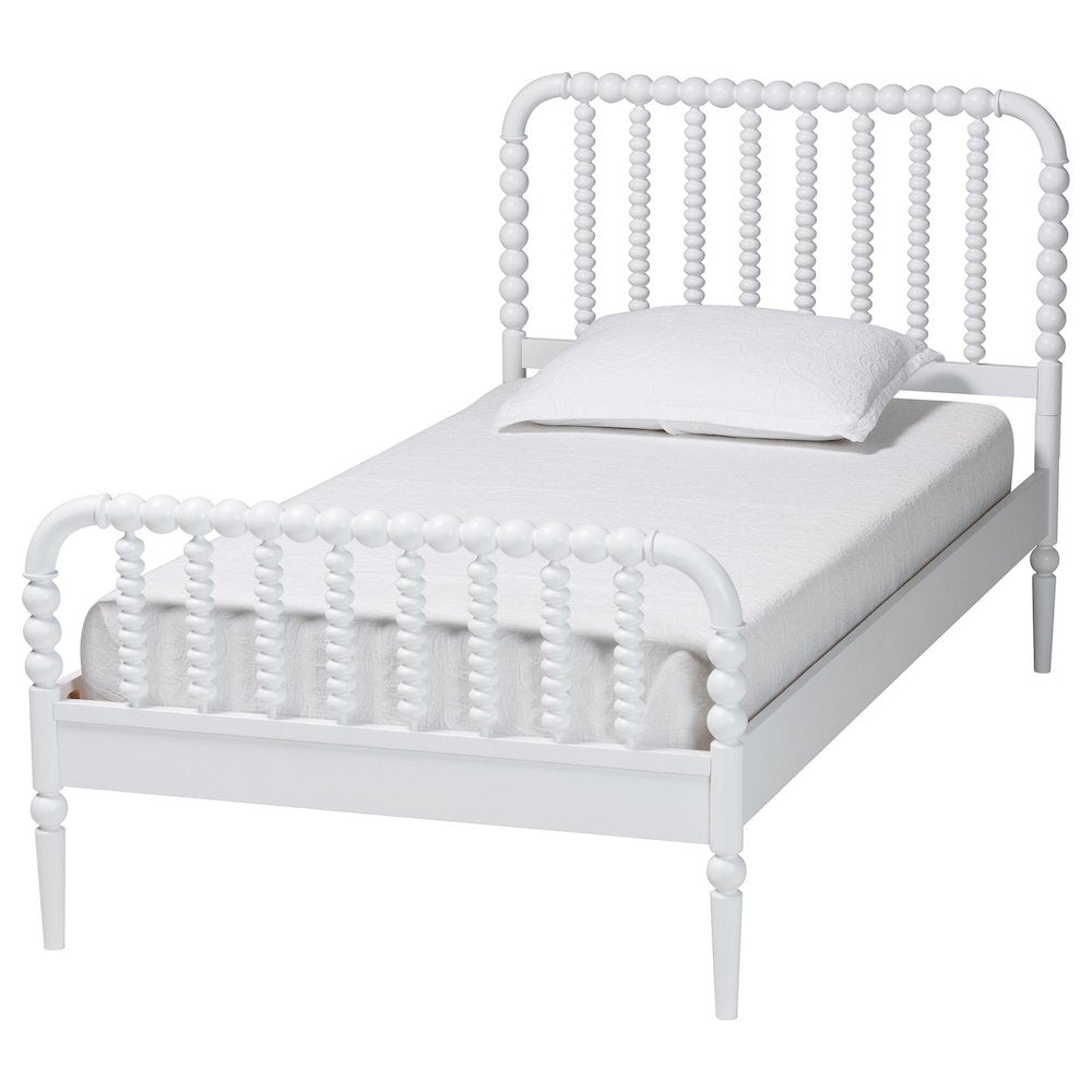 Lucera Mid-Century White Twin Size 3-Piece Bobbin Bedroom Set