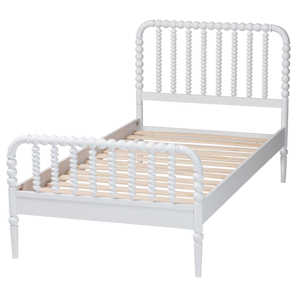 Lucera Mid-Century White Twin Size Bobbin Bed