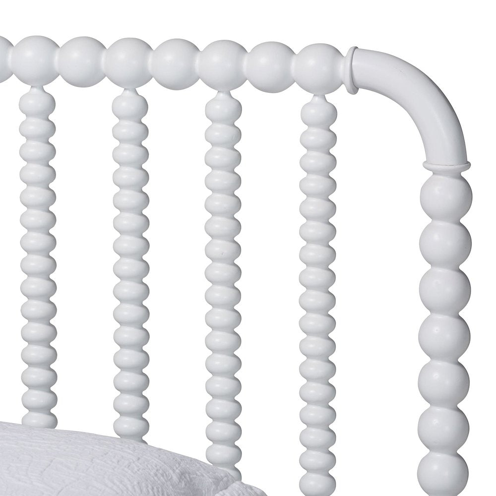 Lucera Mid-Century White Twin Size Bobbin Bed