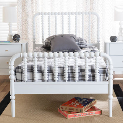 Lucera Mid-Century White Twin Size Bobbin Bed