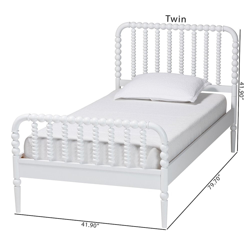 Lucera Mid-Century White Twin Size Bobbin Bed