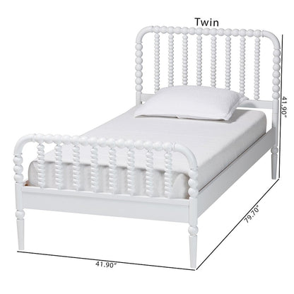 Lucera Mid-Century White Twin Size Bobbin Bed