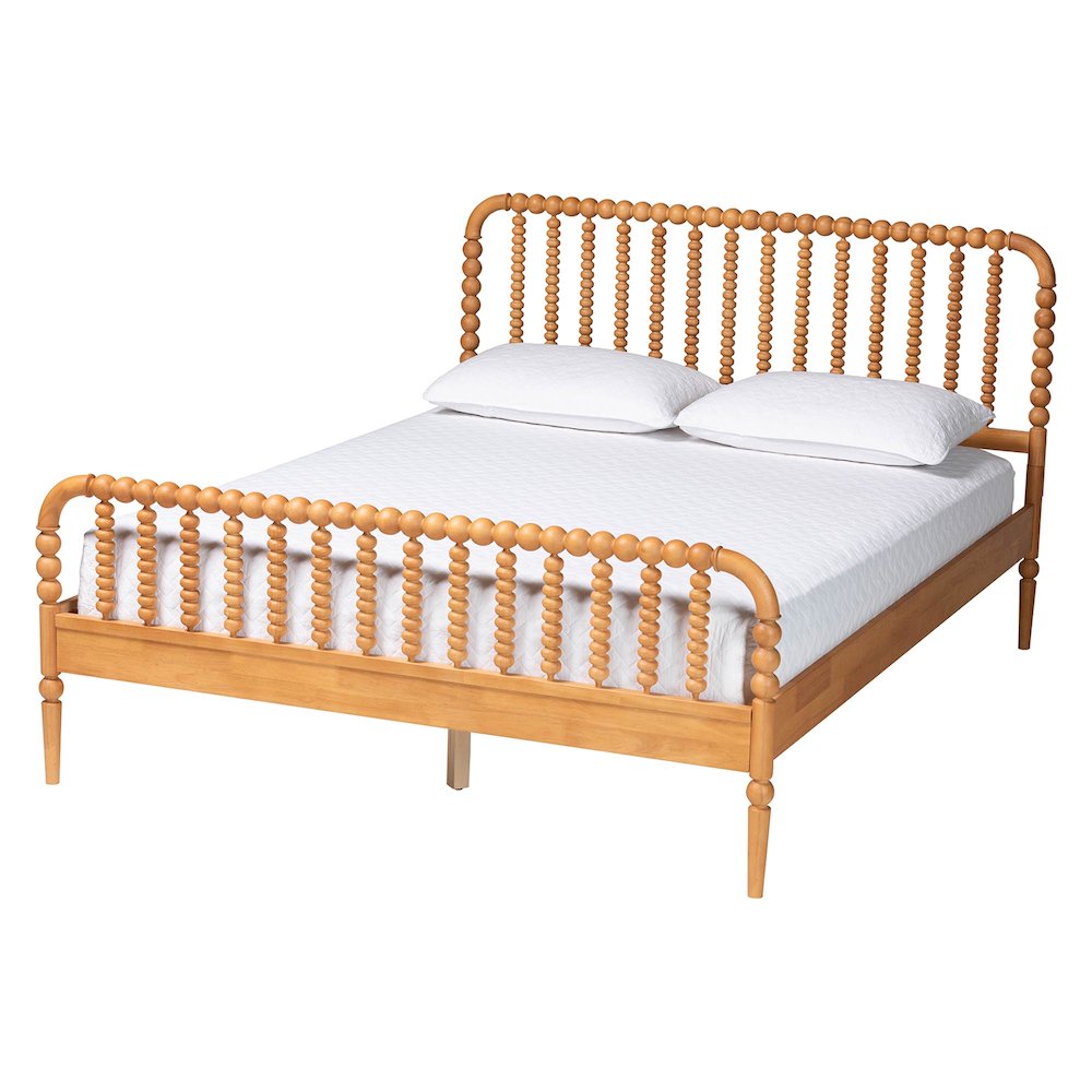 Lucera Mid-Century Oak Brown Queen Size 3-Piece Bobbin Bedroom Set