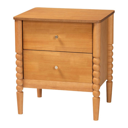 Lucera Mid-Century Oak Brown Queen Size 3-Piece Bobbin Bedroom Set