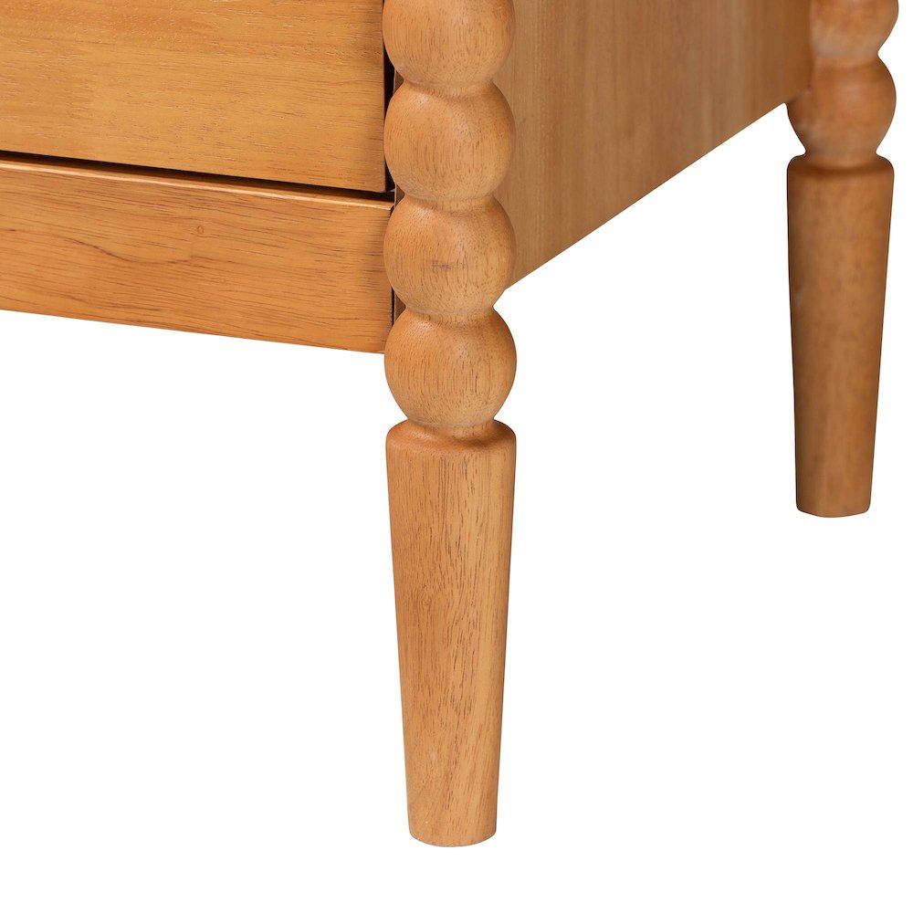 Lucera Mid-Century Oak Brown Queen Size 3-Piece Bobbin Bedroom Set