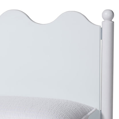 Malaya Modern White Wood Full Platform Bed with Scalloped Edges