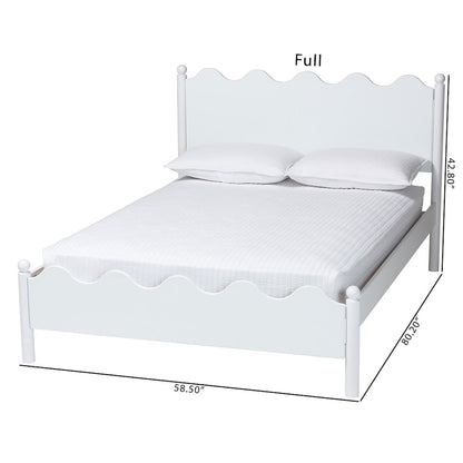 Malaya Modern White Wood Full Platform Bed with Scalloped Edges