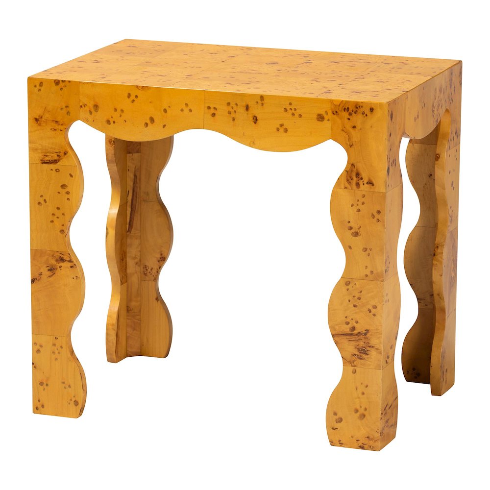 Huxley Modern and  Natural Real Burl Wood End Table