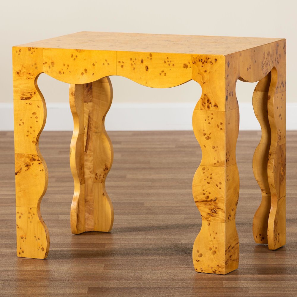 Huxley Modern and  Natural Real Burl Wood End Table