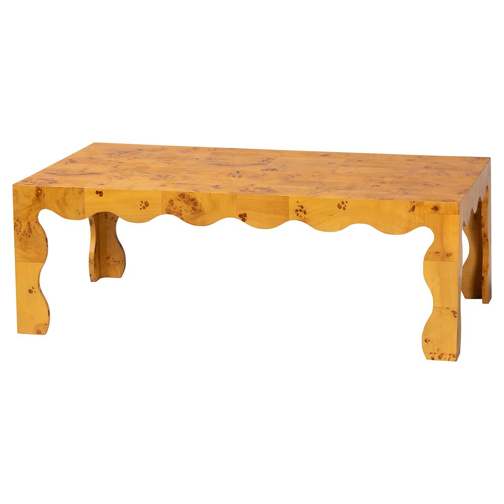 Huxley Modern and  Natural Real Burl Wood Coffee Table