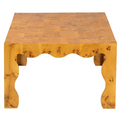Huxley Modern and  Natural Real Burl Wood Coffee Table
