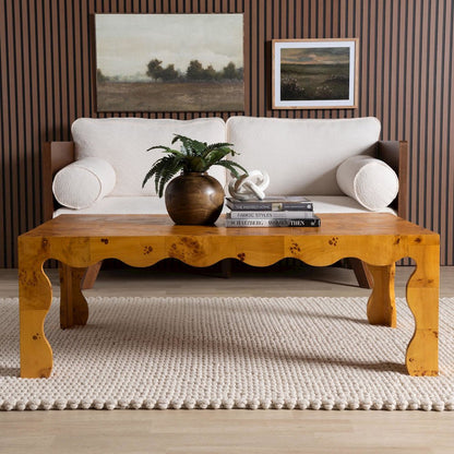 Huxley Modern and  Natural Real Burl Wood Coffee Table