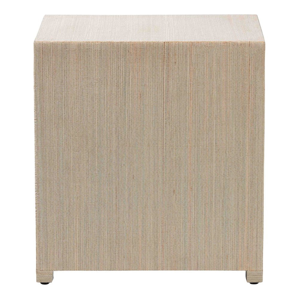 Quinn Bohemian Woven Natural Grasscloth 3-Drawer Nightstand