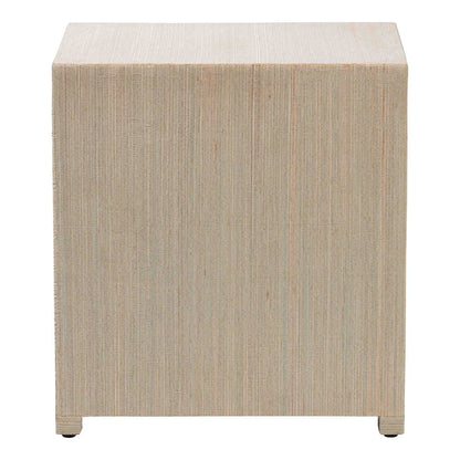 Quinn Bohemian Woven Natural Grasscloth 3-Drawer Nightstand