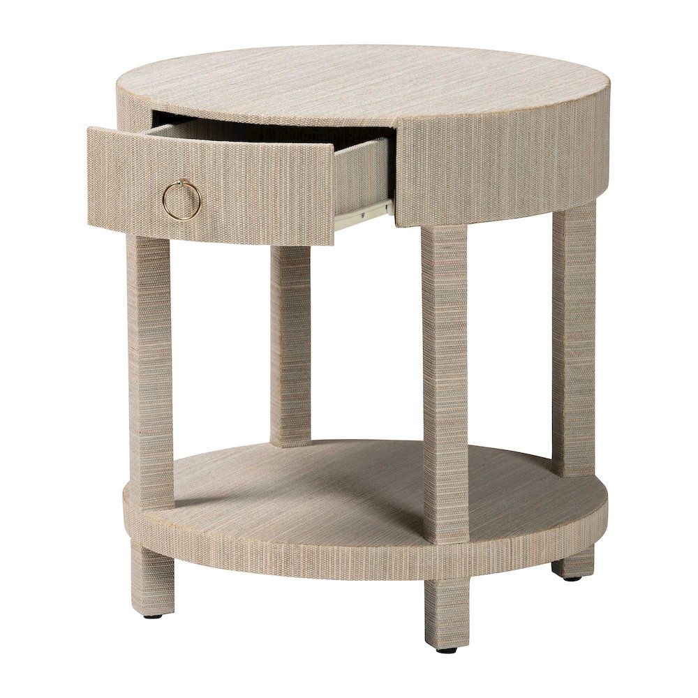 Sadia Bohemian Woven Natural Grasscloth 1-Drawer Nightstand