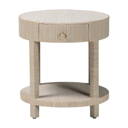 Sadia Bohemian Woven Natural Grasscloth 1-Drawer Nightstand