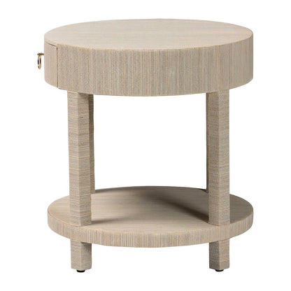 Sadia Bohemian Woven Natural Grasscloth 1-Drawer Nightstand