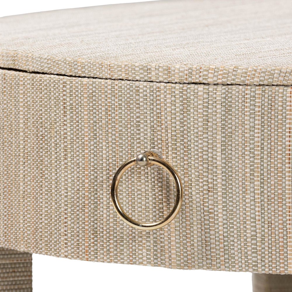 Sadia Bohemian Woven Natural Grasscloth 1-Drawer Nightstand