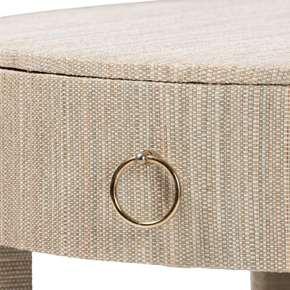 Sadia Bohemian Woven Natural Grasscloth 1-Drawer Nightstand