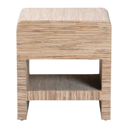 Callan Bohemian Woven Natural Grasscloth 1-Drawer Nightstand