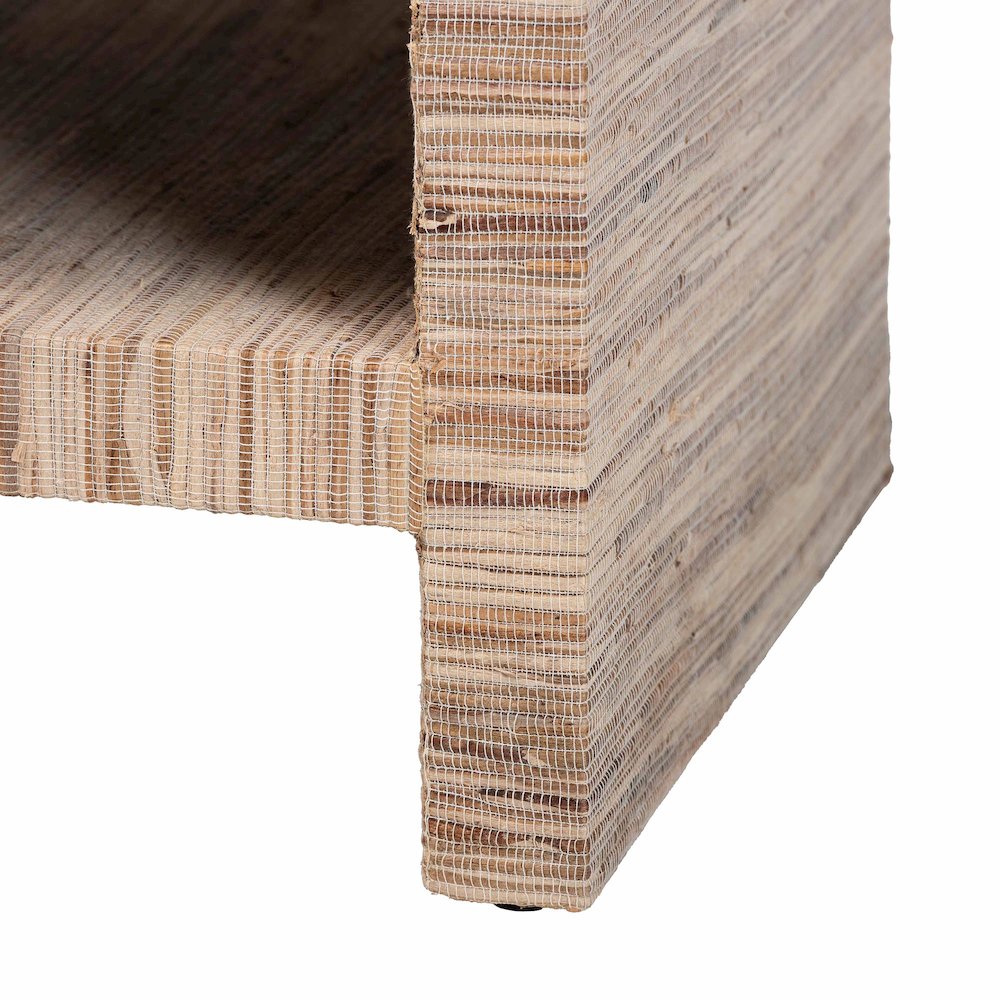 Callan Bohemian Woven Natural Grasscloth 1-Drawer Nightstand