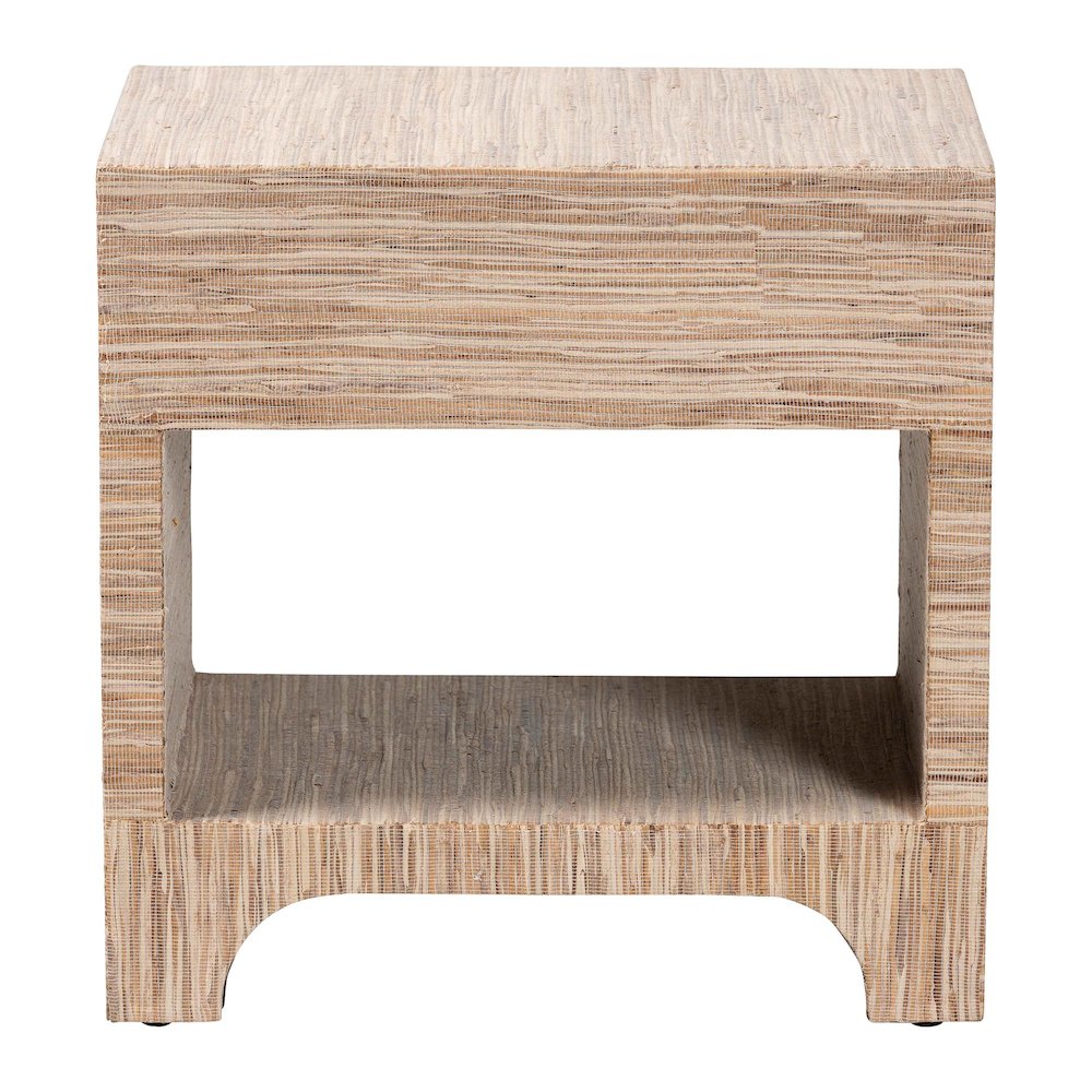 Julia Bohemian Woven Natural Grasscloth 1-Drawer Nightstand