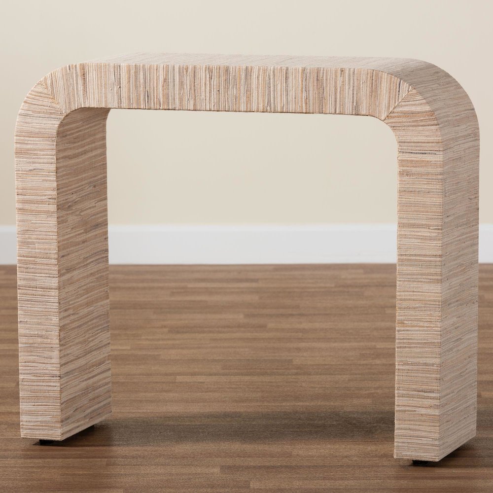 Yareli Bohemian Woven Natural Grasscloth Console Table
