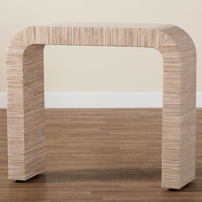 Yareli Bohemian Woven Natural Grasscloth Console Table