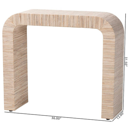 Yareli Bohemian Woven Natural Grasscloth Console Table