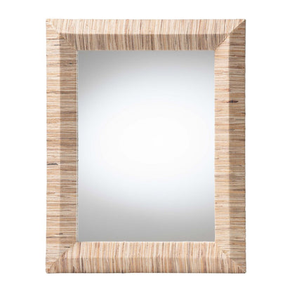 Adino Bohemian Woven Natural Grasscloth Rectangle Accent Mirror
