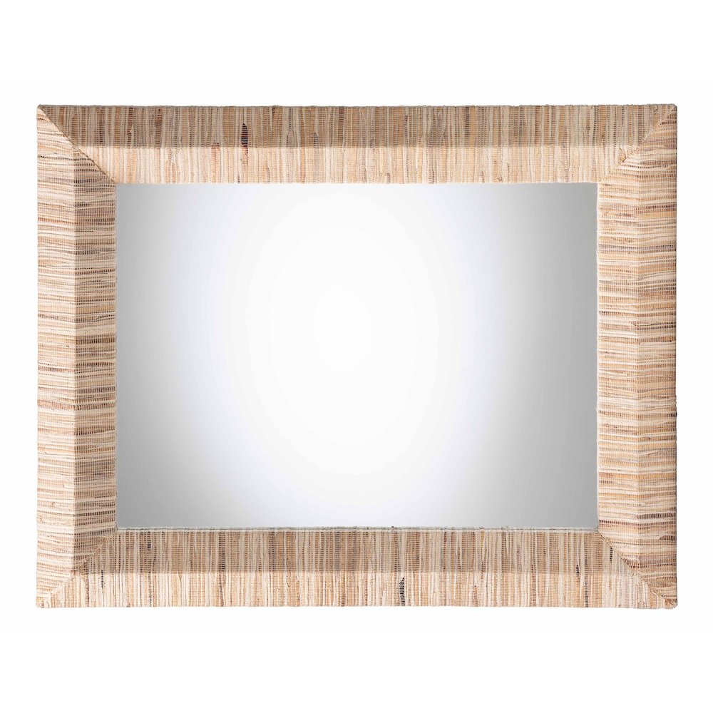 Adino Bohemian Woven Natural Grasscloth Rectangle Accent Mirror