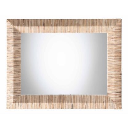 Adino Bohemian Woven Natural Grasscloth Rectangle Accent Mirror