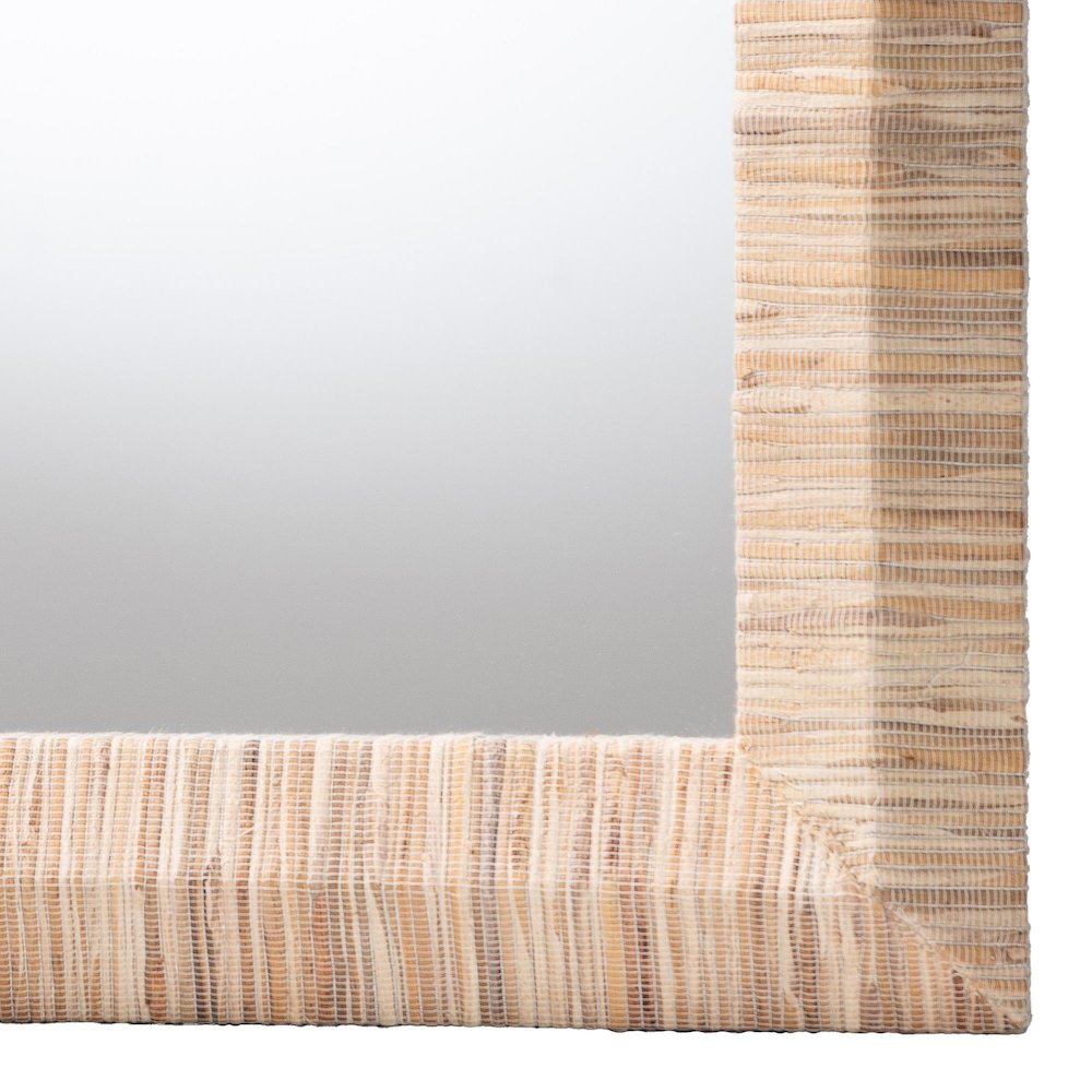 Adino Bohemian Woven Natural Grasscloth Rectangle Accent Mirror