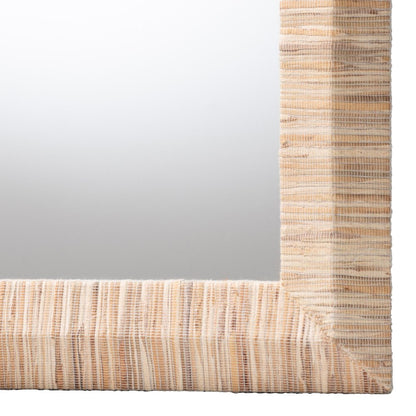 Adino Bohemian Woven Natural Grasscloth Rectangle Accent Mirror